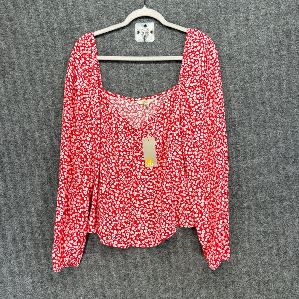 Boden Red Floral Square-Neck Blouse